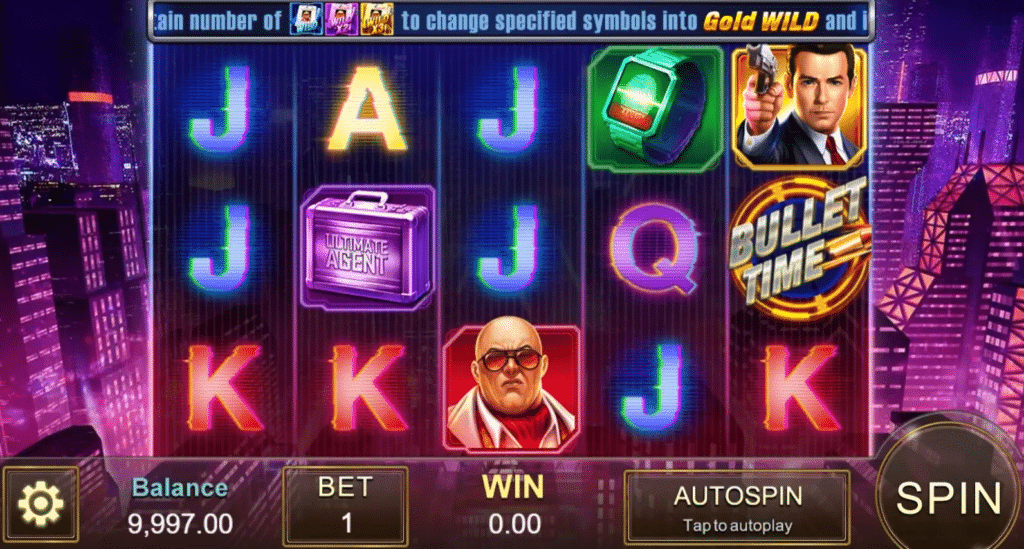 Ang Agent Ace Slot ay isang 5-reel, 3-row na video slot mula sa JILI SLOT na nagtatampok ng bullet time at wild na mga simbolo ng bonus na may natatanging kakayahan na palitan ang anumang simbolo.