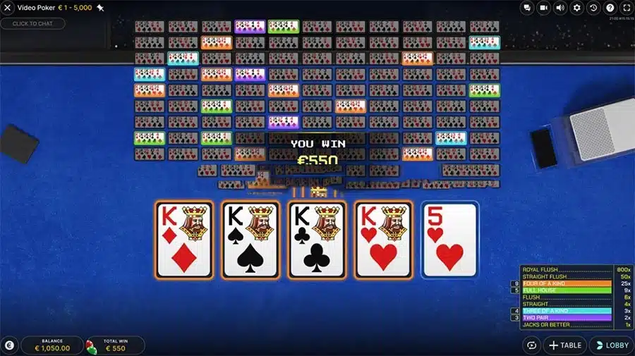 Video Poker Live by Evolution Gaming